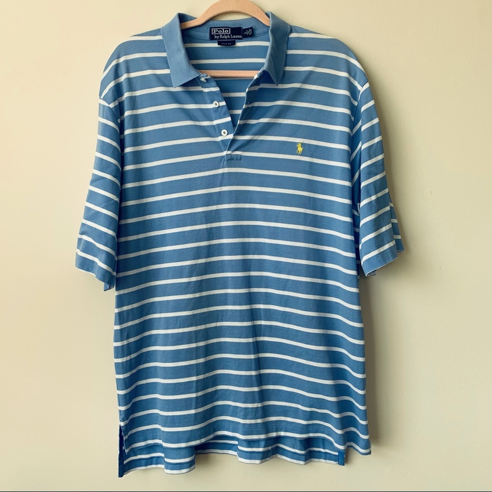 Polo Ralph Lauren Golf Fit Striped Polo Blue Sz L